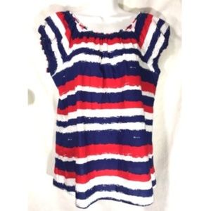 Vineyard Vines Blouse Size S Red White Blue Stripe